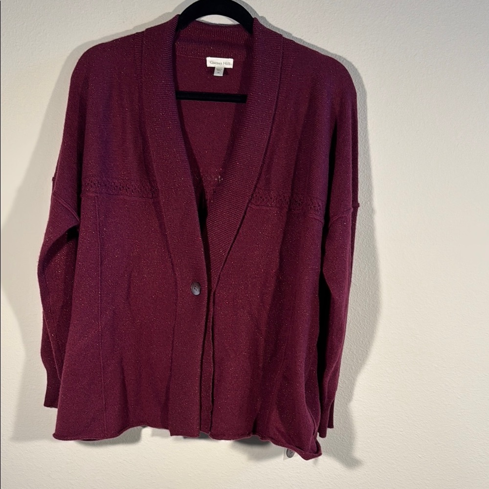 Garnet Hill Red Cardigan Sweater V-Neck Cashmere Cardigan